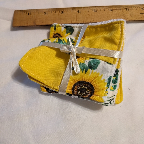 3 Microfiber Sunflower Makeup Removers Handmade Hand Crafted - Picture 3 of 5